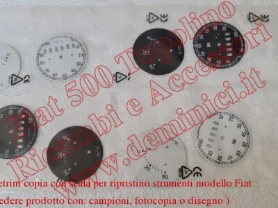 Art. C024A Vetrini copia con scala per ripristino strumenti modello Fiat 500 A ( Richiedere prodotto con: campioni, fotocopia o disegno )