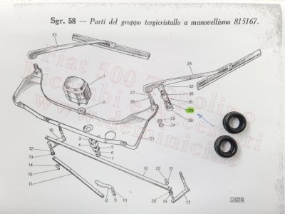Gommini per piastra sostegno tergicristalli Fiat 500 Topolino (n°2)