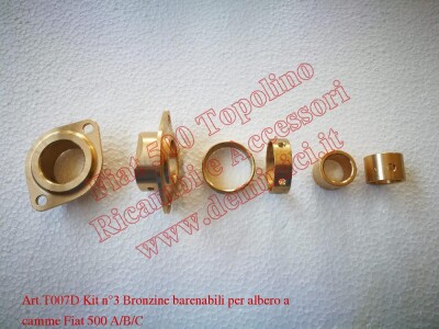 Art. T007D Kit n°3 Bronzine barenabili per albero a camme Fiat 500 A/B/C