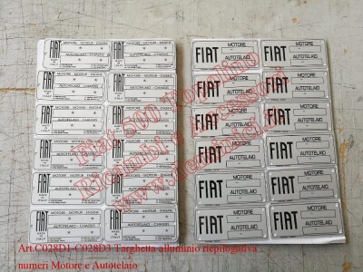 Targhetta alluminio riepilogativa numeri motore e telaio Fiat 500A/B/C
