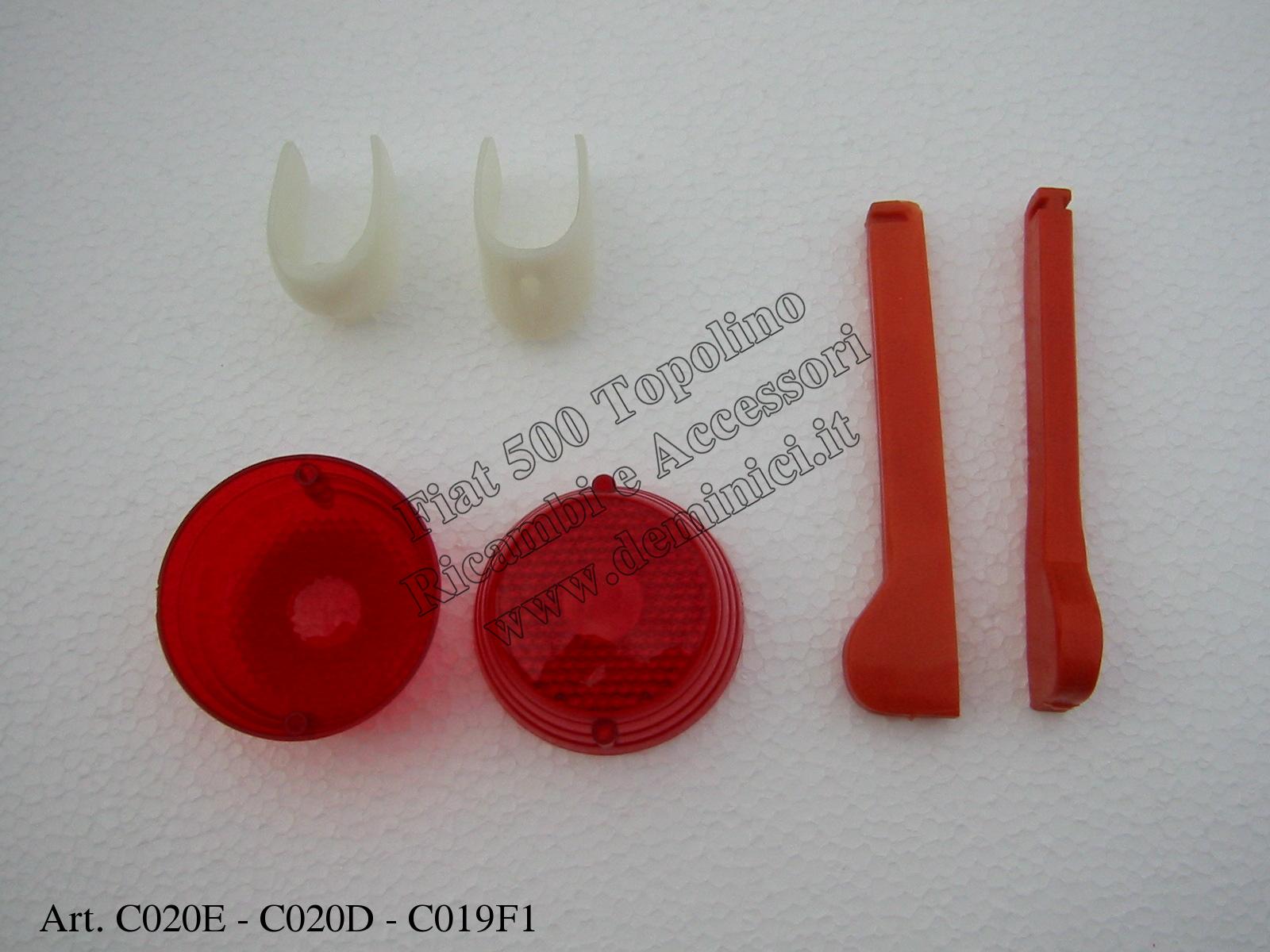 Plastica fanalino alluminio parafango anteriore, Plastica fanale posteriore: fiat 500C. Plastica freccia a bandiera: fiat 500 A/B/C