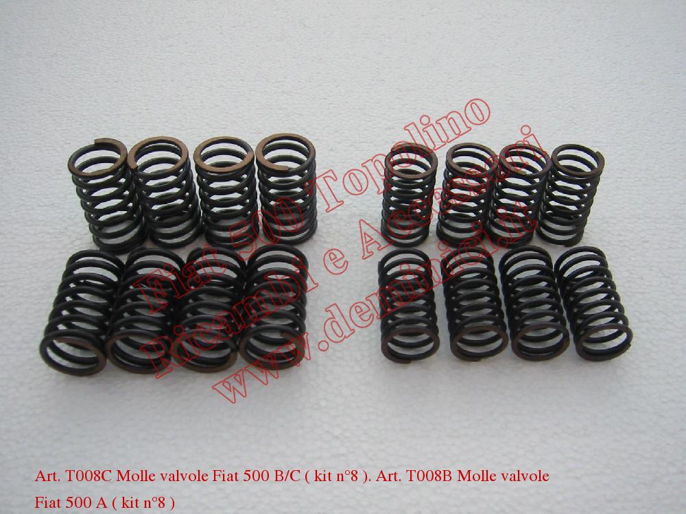 Art. T008C Molle valvole Fiat 500 B/C ( kit n°8 ). Art. T008B Molle valvole Fiat 500 A ( kit n°8 )