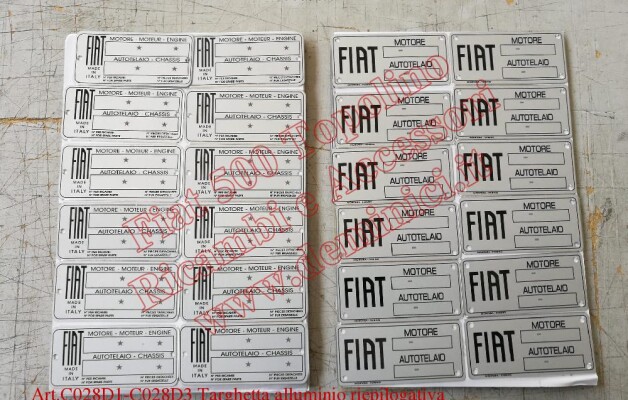 Targhetta alluminio riepilogativa numeri motore e telaio Fiat 500A/B/C