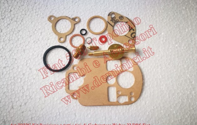 Art.T022C Kit Revisione x tutti i tipi di Carburatore Weber 22 DRS Fiat 500 B/C completo di alberino maggiorato e farfalla