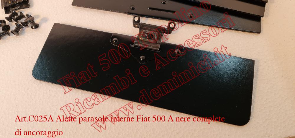 Art.C025A Alette parasole interne Fiat 500 A nere complete di ancoraggio