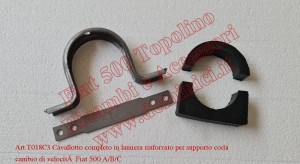 Art.T018C3 Cavallotto completo in lamiera rinforzato per supporto coda cambio di velocità Fiat 500 A/B/C