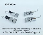 Serrature complete cromate per chiusura anteriore capota ( Fiat 500 A/B/C prima serie fino al telaio n°323161, Coppia )